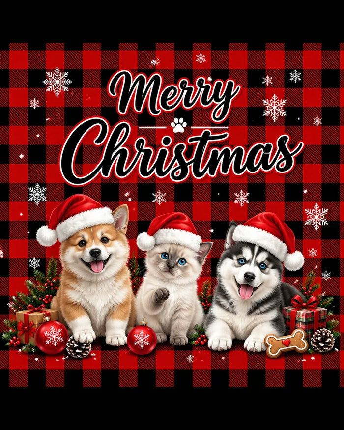 Merry Christmas Plaid Pet Blanket — PawMoM