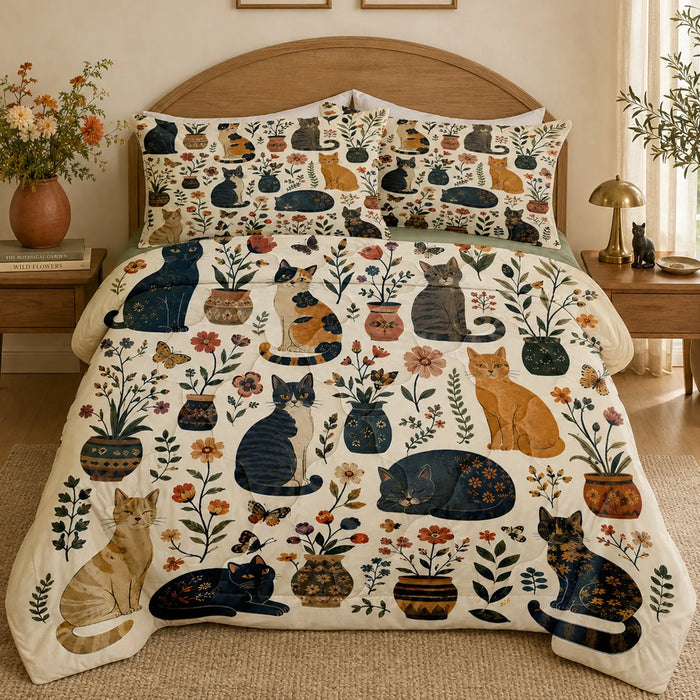 Potted Garden Cats Quilt Set — PawMoM