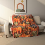 Pumpkin Patch Dachshund Fleece Throw Blanket