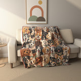 Puppy Crowd Patchwork Fleece Throw Blanket