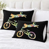 Rainbow Cycling Cat Pillowcase Set