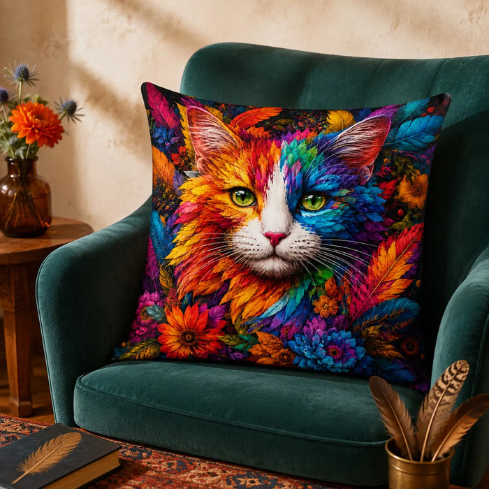 Rainbow Feather Cat Cushion Cover Set — PawMoM