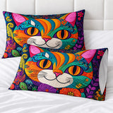 Rainbow Folk Cat Face Pillowcase Set