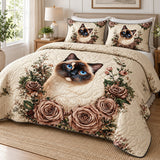 Siamese Rose Garden Duvet Cover Set – Cat Bedding