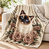 Siamese Rose Garden Fleece Throw Blanket