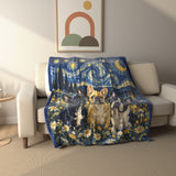 Starry Night French Bulldogs Fleece Throw Blanket