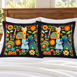 Sunflower Folk Cats Pillow Sham Set