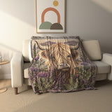 Thistle Highland Cow Fleece Throw Blanket