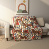 Wildflower Dachshund Fleece Throw Blanket